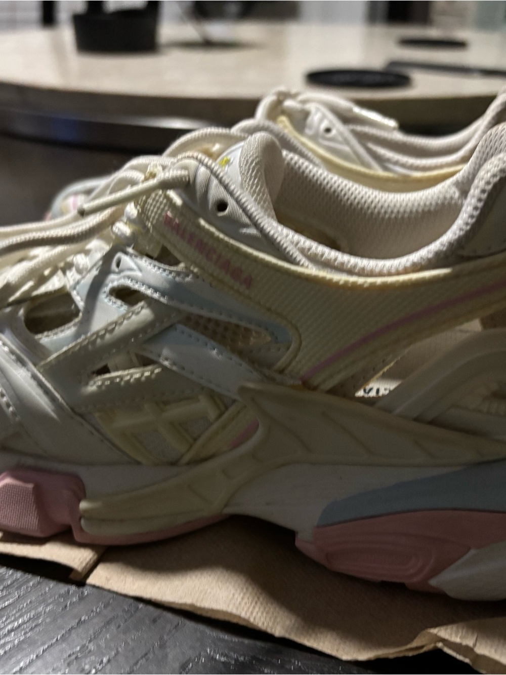Balenciaga Kids Cream & Pink Sneakers